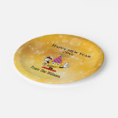 大晦日パーティー金ゴールドかわいい幸せ絵文字 ペーパープレート (アングル)