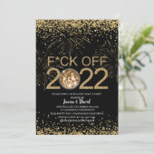 大晦日パーティー金ゴールドと黒パーソナライズされた 招待状 (スタンド正面)