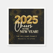 大晦日パーティー金ゴールドグリッター スタンダードカクテルナプキン (正面)