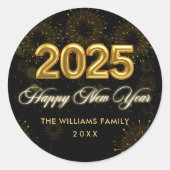 大晦日パーティー金ゴールドグリッター ラウンドシール (正面)