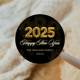 大晦日パーティー金ゴールドグリッター ラウンドシール