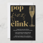 大晦日パーティー金ゴールドスパークル応援 招待状 (正面)