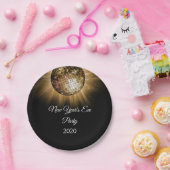 大晦日パーティー金ゴールドディスコボール ペーパープレート (パーティー)