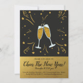 大晦日パーティー金ゴールド応援シャンパントースト 招待状 (正面)