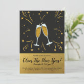 大晦日パーティー金ゴールド応援シャンパントースト 招待状 (スタンド正面)