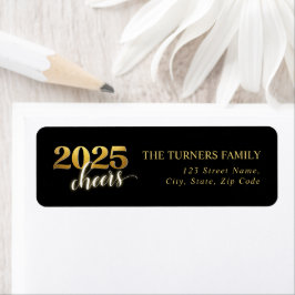 大晦日パーティー金ゴールド&ブラック差出人住所 ラベル