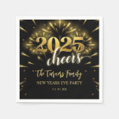 大晦日パーティー金ゴールド&ブラック スタンダードカクテルナプキン (正面)