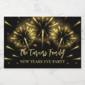 大晦日パーティー金ゴールド&ブラック スパークリングワインラベル (シングルラベル)