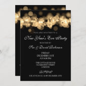 大晦日パーティー金ゴールド《写真》ぼけ味灯 招待状 (正面/裏面)