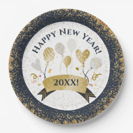 大晦日パーティー黄金のバルーン ペーパープレート