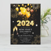 大晦日パーティー2023年金ゴールド風船花火 招待状 (スタンド正面)