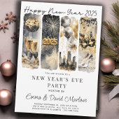 大晦日パーティー2025金ゴールドグリッター 招待状