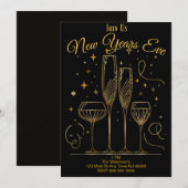 大晦日パーティー　シャンパングラスでお祝いしよう 招待状 (正面/裏面)