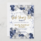 大晦日パーティー ネイビーバルーン 招待状 (正面)