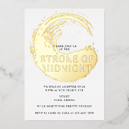大晦日パーティー　時計が12時を打つと 箔招待状