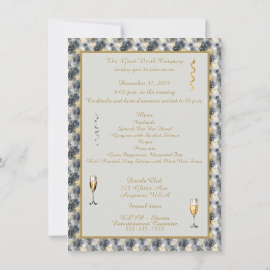 大晦日フォーマルパーティの招待状 招待状 (裏面)