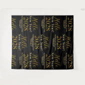 大晦日ブラック金ゴールドタイポグラフィ背景 タペストリー (正面(横))