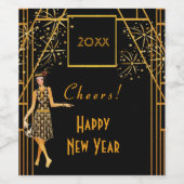 大晦日ブラック金ゴールド1920年花火 ワインラベル (シングルラベル)