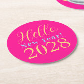 大晦日ホットピンクパーティー ラウンドペーパーコースター (アングル)