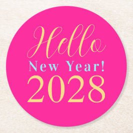 大晦日ホットピンクパーティー ラウンドペーパーコースター
