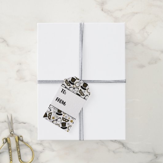 大晦日ミックスパターンパーティーラベル ギフトタグ (より糸付き)