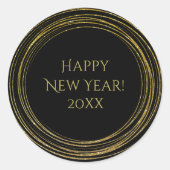 大晦日ローアリング20sブラック金ゴールドグリッター ラウンドシール (正面)