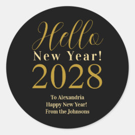 大晦日新パーソナライズされた年黒金ゴールド ラウンドシール