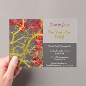 大晦日金ゴールドの赤離れい アクリル招待状 (インサイチュ (ポータブル))