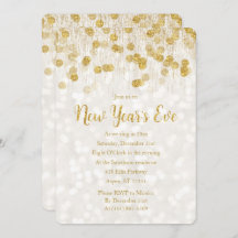 大晦日金ゴールドグリッターフェイク招待状