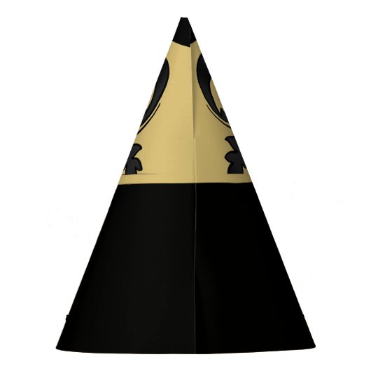 大晦日金ゴールドブラックダマスクモチーフパーティー帽子 パーティーハット (裏面)