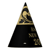 大晦日金ゴールドブラックダマスクモチーフパーティー帽子 パーティーハット (左)