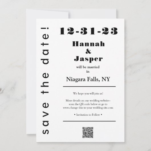 大晦日123123結婚式の日付を保存 招待状 (裏面)