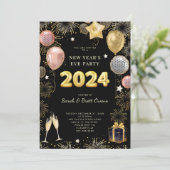 大晦日2023年金ゴールドグリッターオンブラック 招待状 (スタンド正面)