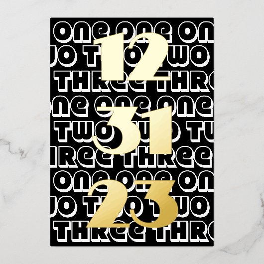 大晦日2023年1月2日3 123123黒 箔招待状 (正面)