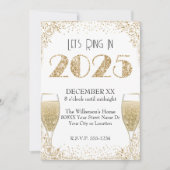 大晦日2025年金ゴールドグリッターヴィンテージシャンパン 招待状 (正面)