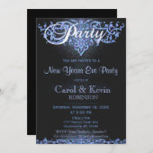 大晦日 |ブルーグリッタールック 招待状 (正面/裏面)