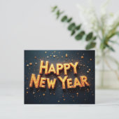 大晦日+新年+ブラック+ゴールド ポストカード (スタンド正面)