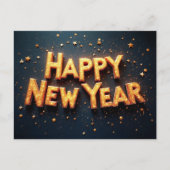 大晦日+新年+ブラック+ゴールド ポストカード (正面)
