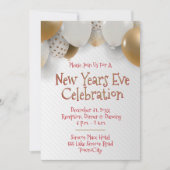 大晦日、金ゴールド、白パーティー 招待状 (正面)