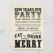 大晦日 - 食べて 飲んで 楽しく 祝賀会の招待状 招待状 (正面/裏面)