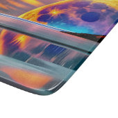 大月カラフルが水面に浮き上がり反射する カッティングボード (角)