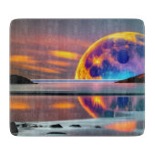 大月カラフルが水面に浮き上がり反射する カッティングボード (正面)