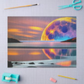 大月カラフルが水面に浮き上がり反射する 薄葉紙 (クラフト)