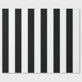 大柄の黒と白の縦ストライプ ラッピングペーパー (フラット)