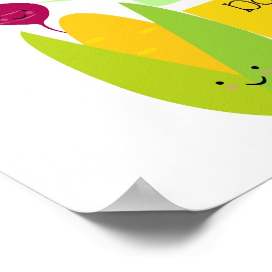 大根おもしろいとトウモロコシの野菜ユーモア ポスター (角)