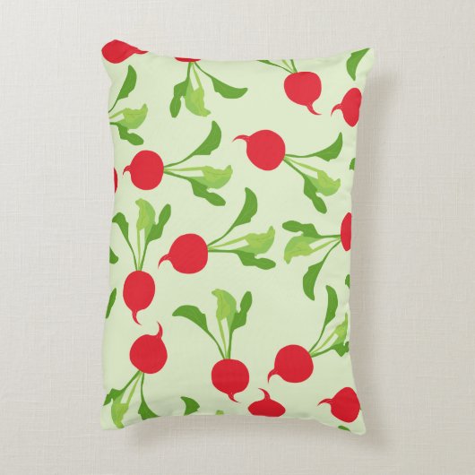 大根の赤い緑のパターン アクセントクッション (裏面(縦))