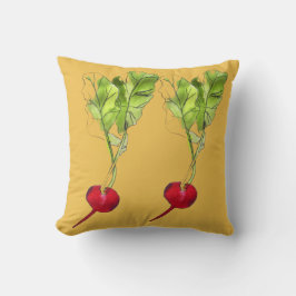 大根の野菜の水の色のアートイラストレーション クッション