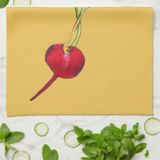 大根の野菜の水の色イラストレーションアート キッチンタオル (折り畳み)