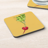 大根の野菜の水の色イラストレーションアート コースター (左側)