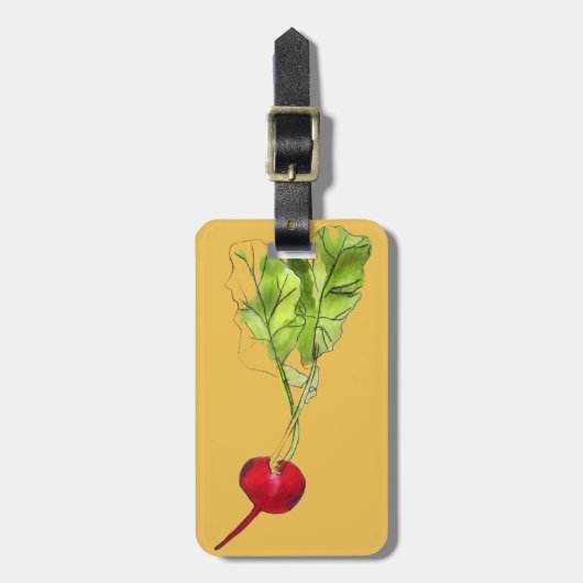 大根の野菜の水の色イラストレーションアート ラゲッジタグ (正面縦)